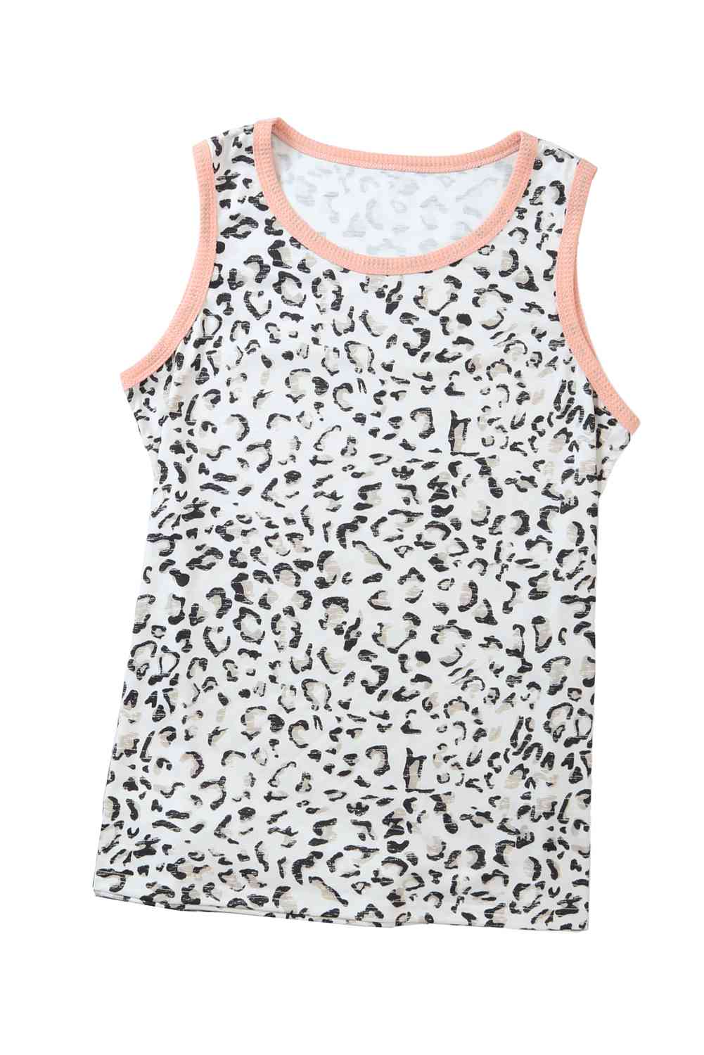 Leopard Round Neck Sleeveless Tank - TRENDMELO