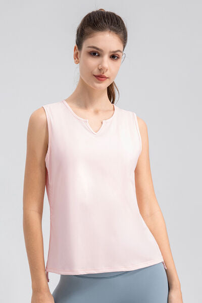 Notched Wide Strap Active Tank - TRENDMELO