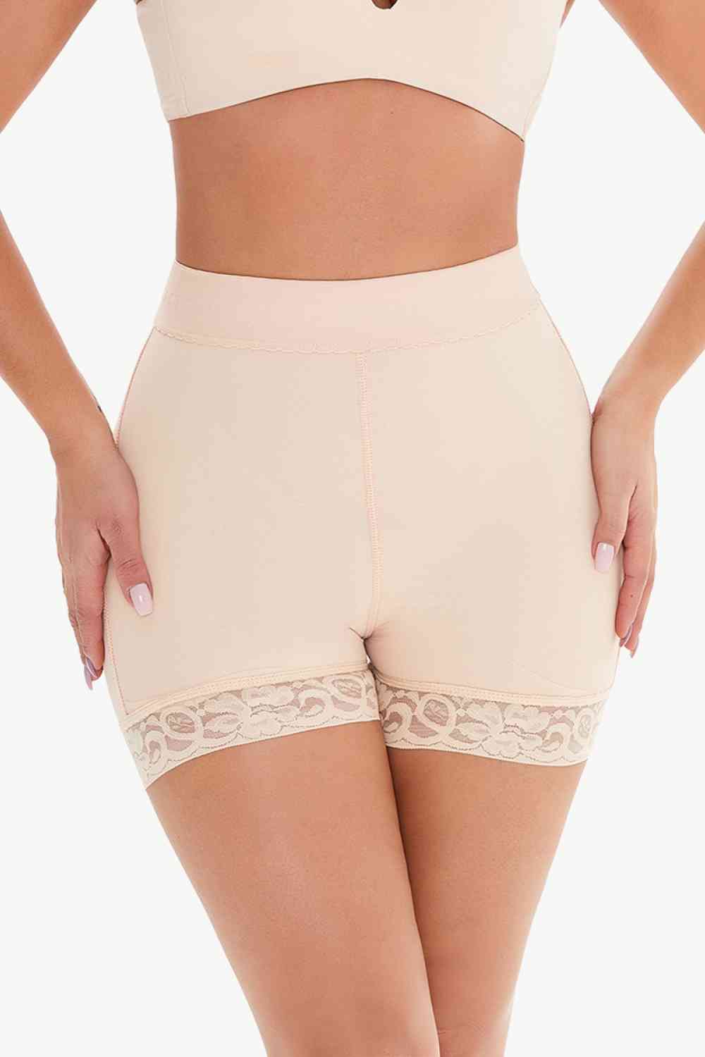 Full Size Pull-On Lace Trim Shaping Shorts - TRENDMELO