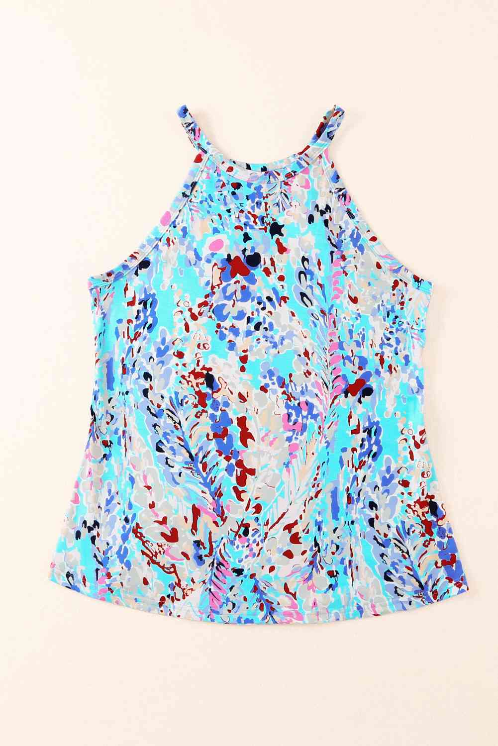 Printed Round Neck Tank Top - TRENDMELO