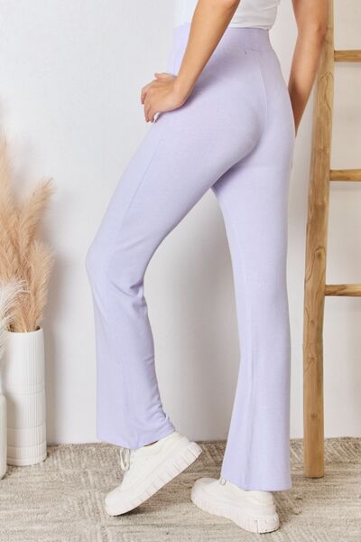 RISEN Full Size High Waist Ultra Soft Knit Flare Pants - TRENDMELO