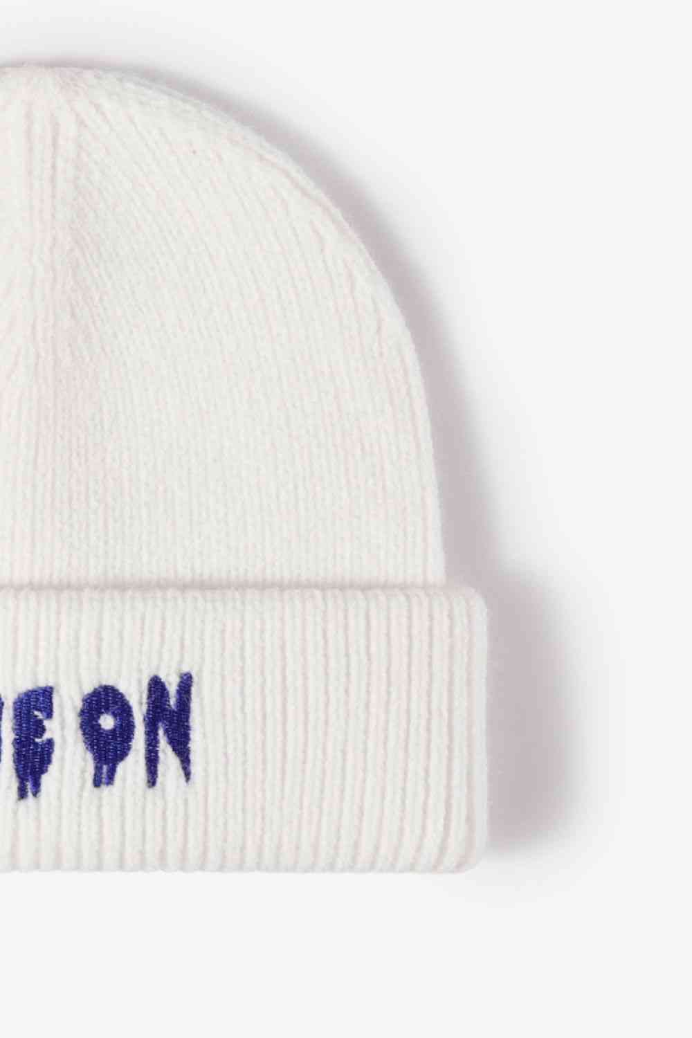 COME ON Embroidered Cuff Knit Beanie - TRENDMELO