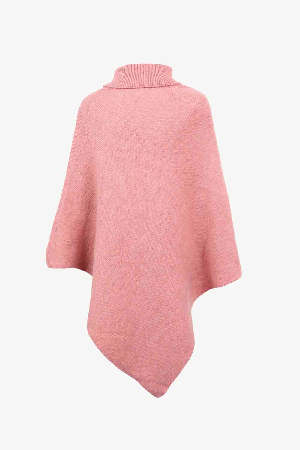 Turtleneck Buttoned Poncho - TRENDMELO