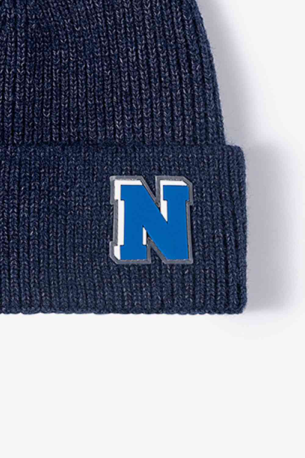 Letter N Patch Cuffed Knit Beanie - TRENDMELO