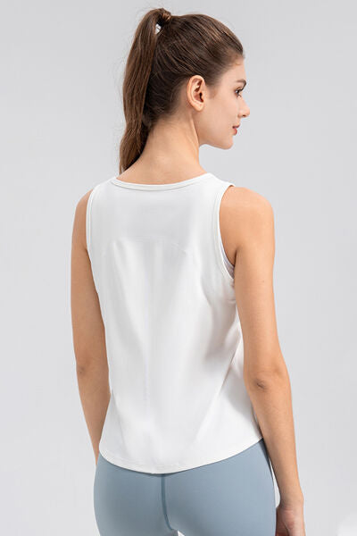 Wide Strap Round Neck Active Tank - TRENDMELO