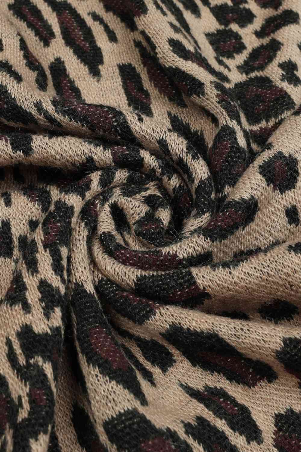 Leopard Open Front Poncho - TRENDMELO