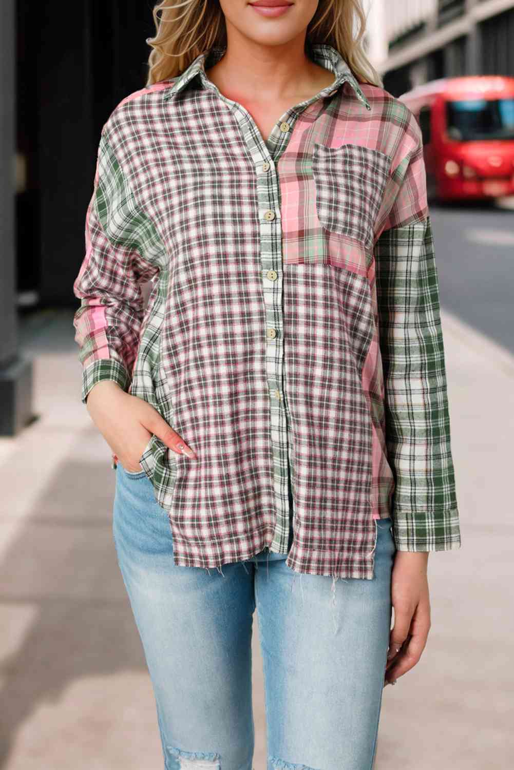 Plaid Button Down Collared Shirt - TRENDMELO