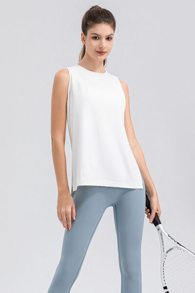 Slit Round Neck Tank - TRENDMELO