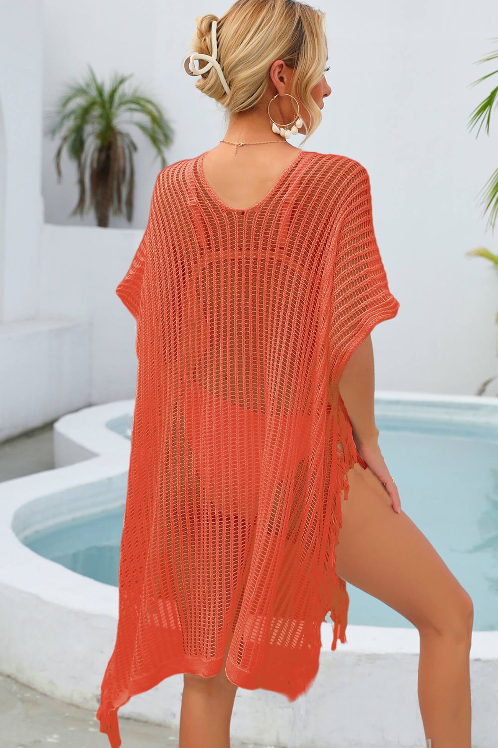 Fringe Trim Openwork Cover Up - TRENDMELO