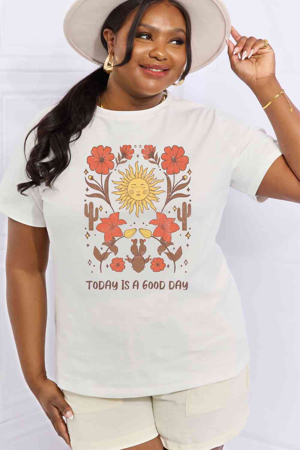 Simply Love Full Size TODAY IS A GOOD DAY Graphic Cotton Tee - TRENDMELO