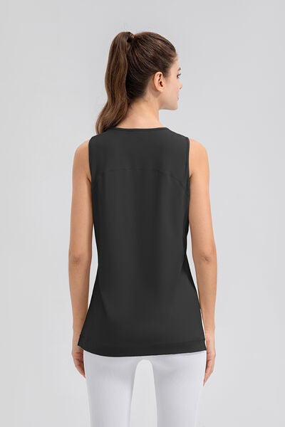 Slit Round Neck Tank - TRENDMELO