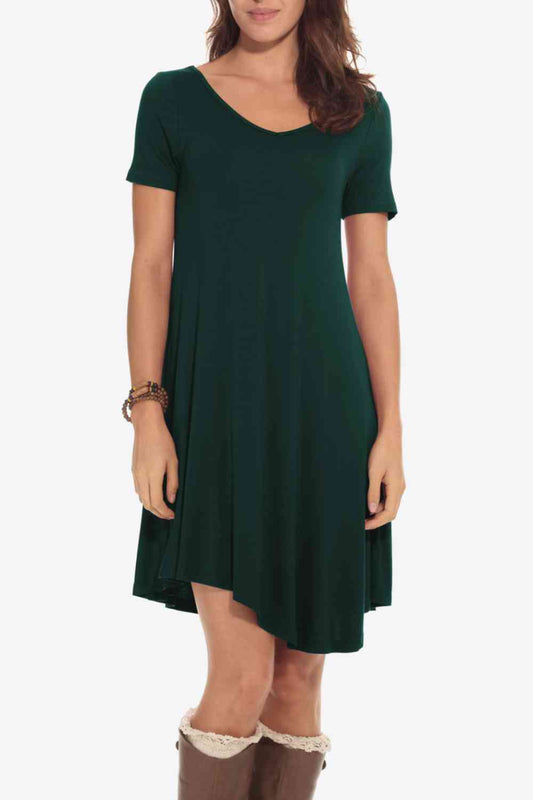 Short Sleeve V-Neck Knee-Length Dress - TRENDMELO