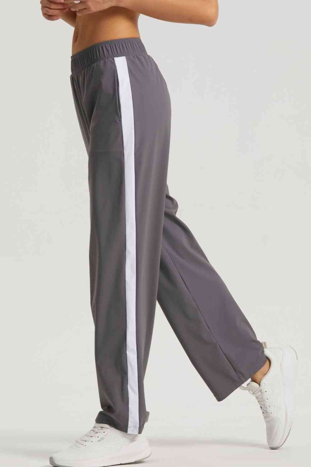 Side Stripe Elastic Waist Sports Pants - TRENDMELO