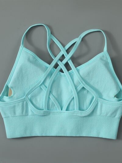 Crisscross Spaghetti Strap Active Bra - TRENDMELO