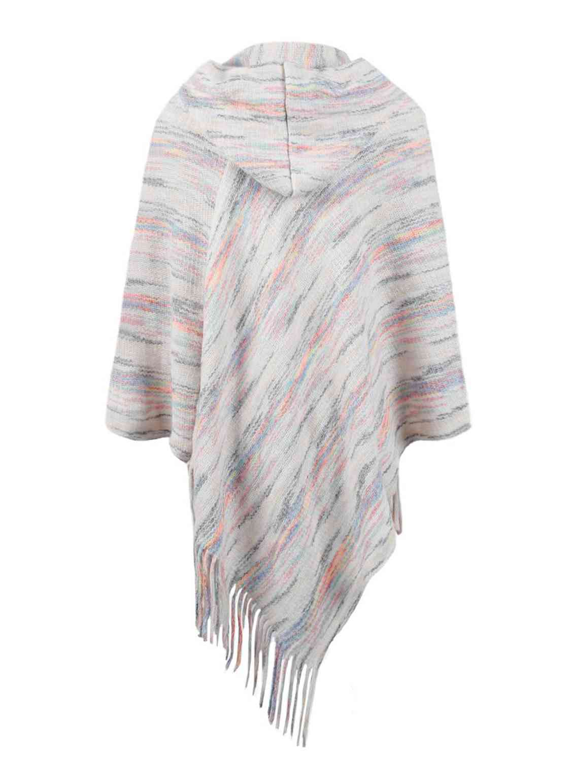 Fringe Hem Hooded Poncho - TRENDMELO