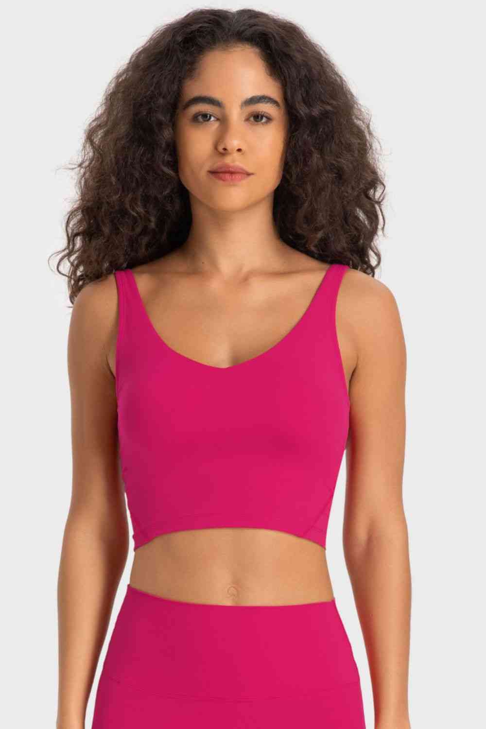 Deep V-Neck Crop Sports Bra - TRENDMELO