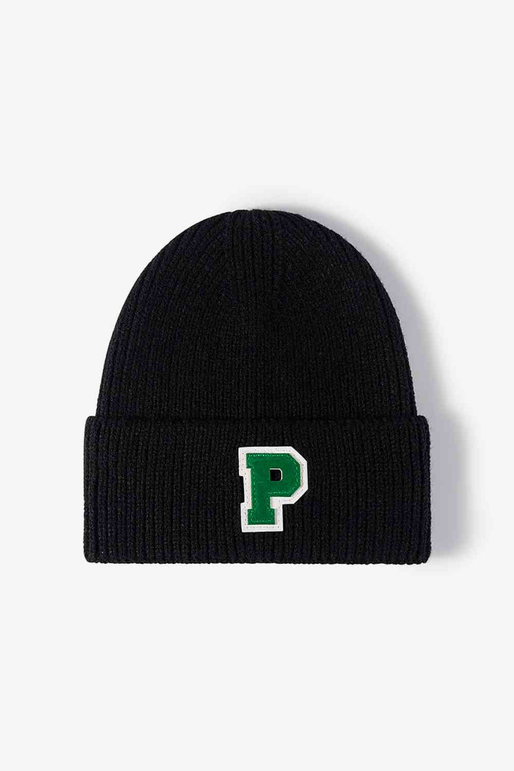 Letter Patch Cuffed Knit Beanie - TRENDMELO