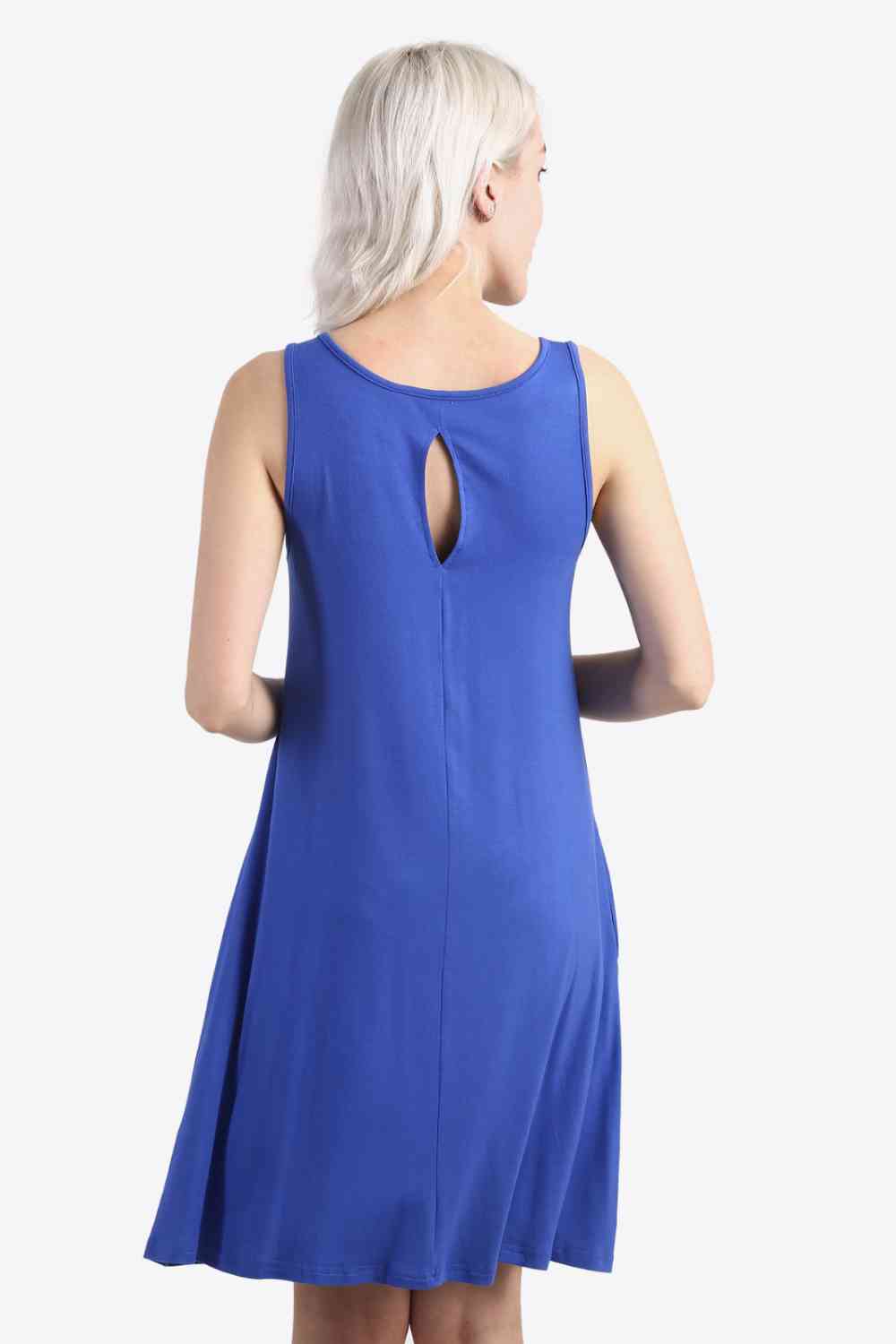 Cutout Scoop Neck Sleeveless Dress with Pockets - TRENDMELO