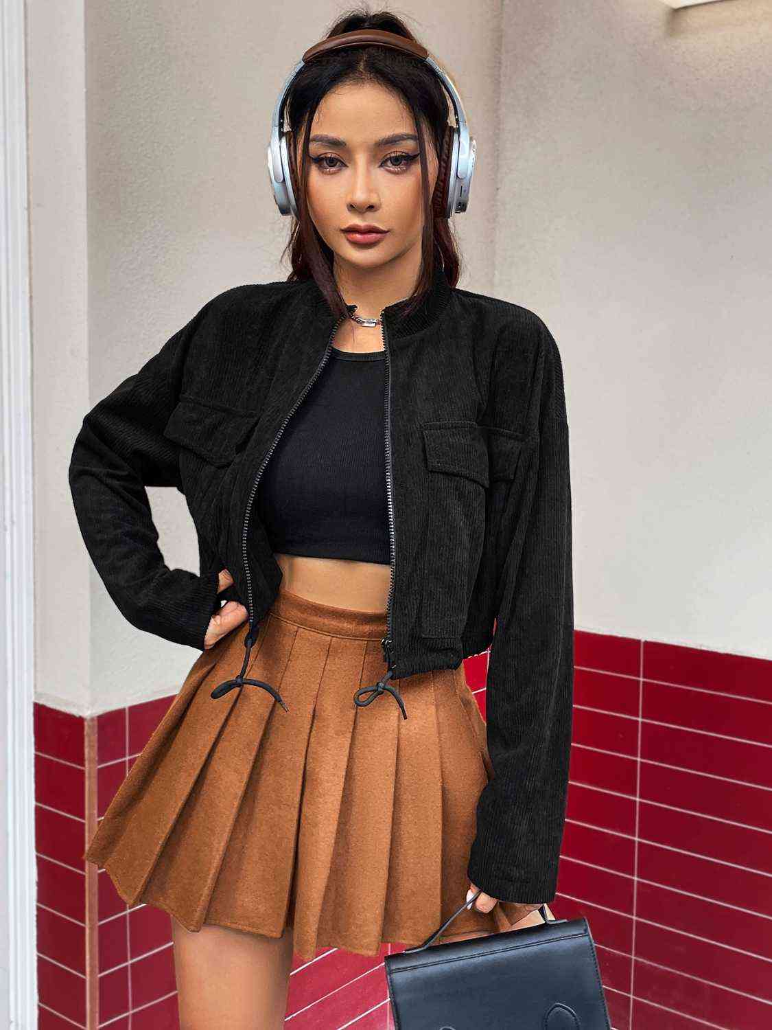 Zip-Up Drawstring Jacket - TRENDMELO