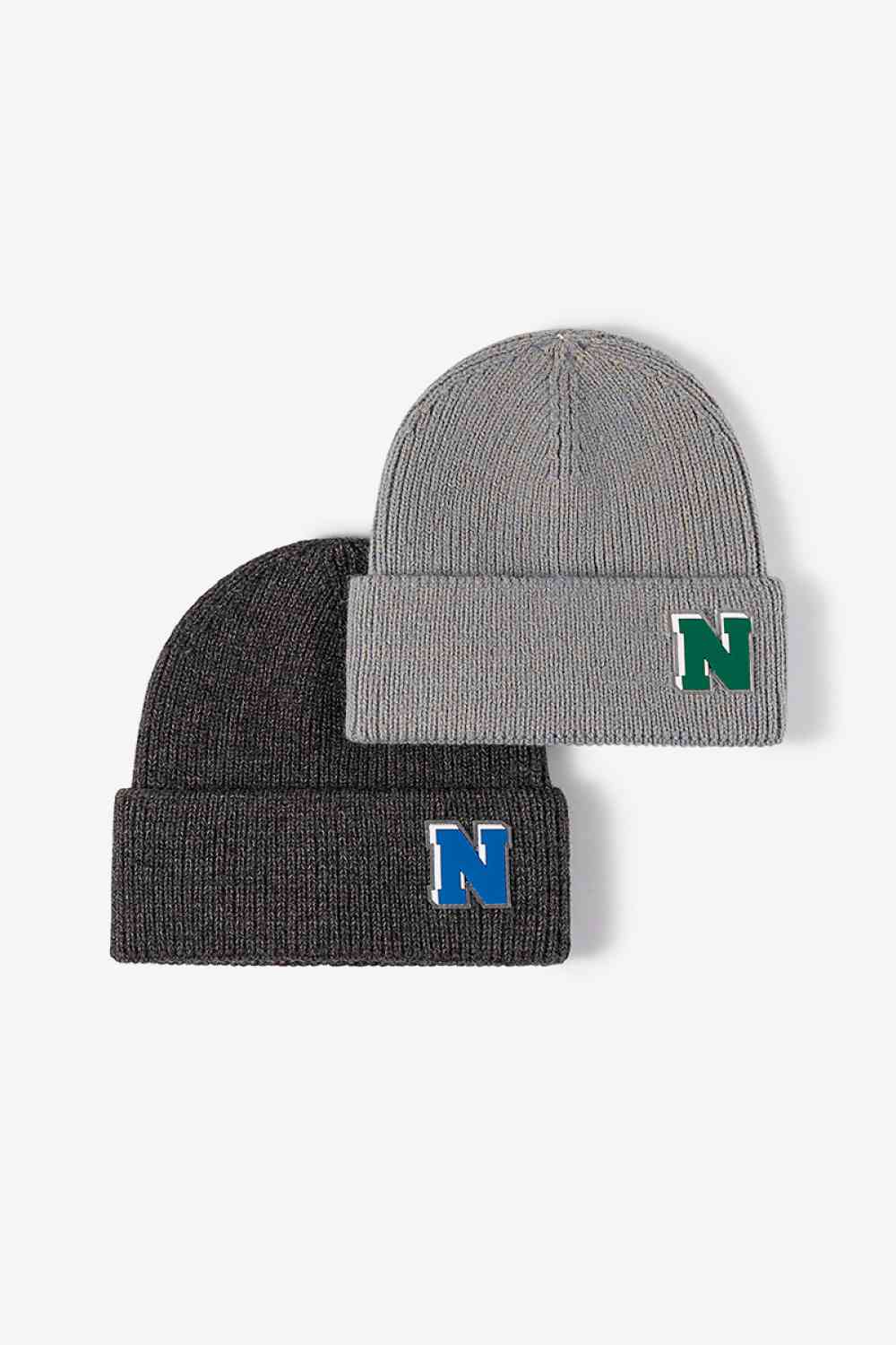 Letter N Patch Cuffed Knit Beanie - TRENDMELO