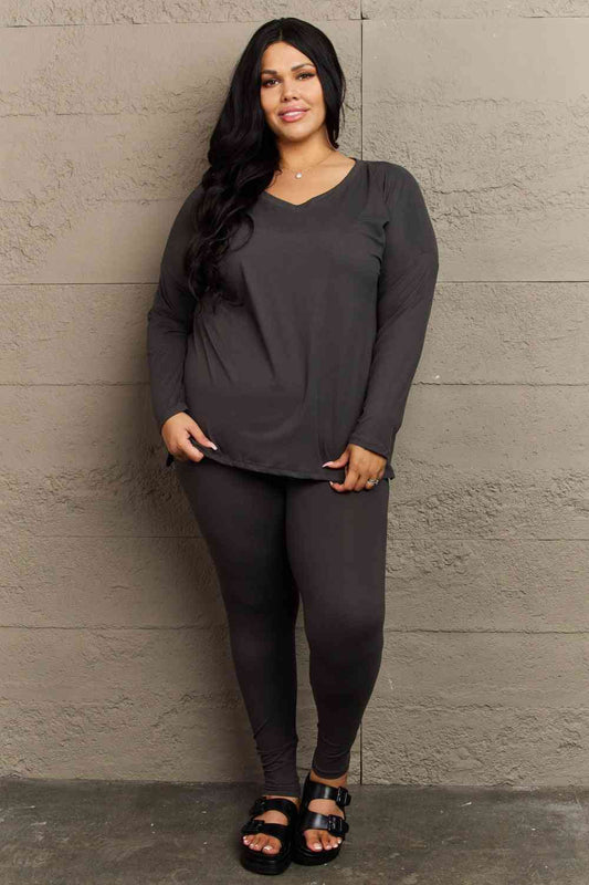 Zenana Lazy Days Full Size Long Sleeve and Leggings Set - TRENDMELO