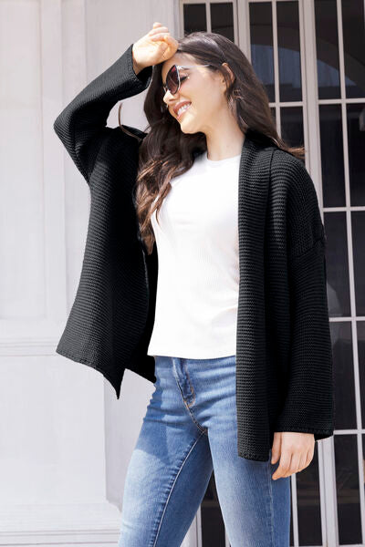 Tied Open Front Long Sleeve Cardigan - TRENDMELO