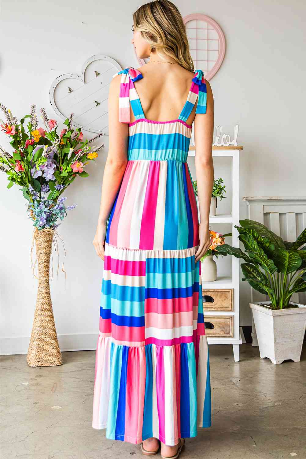 Striped Sleeveless Maxi Dress - TRENDMELO