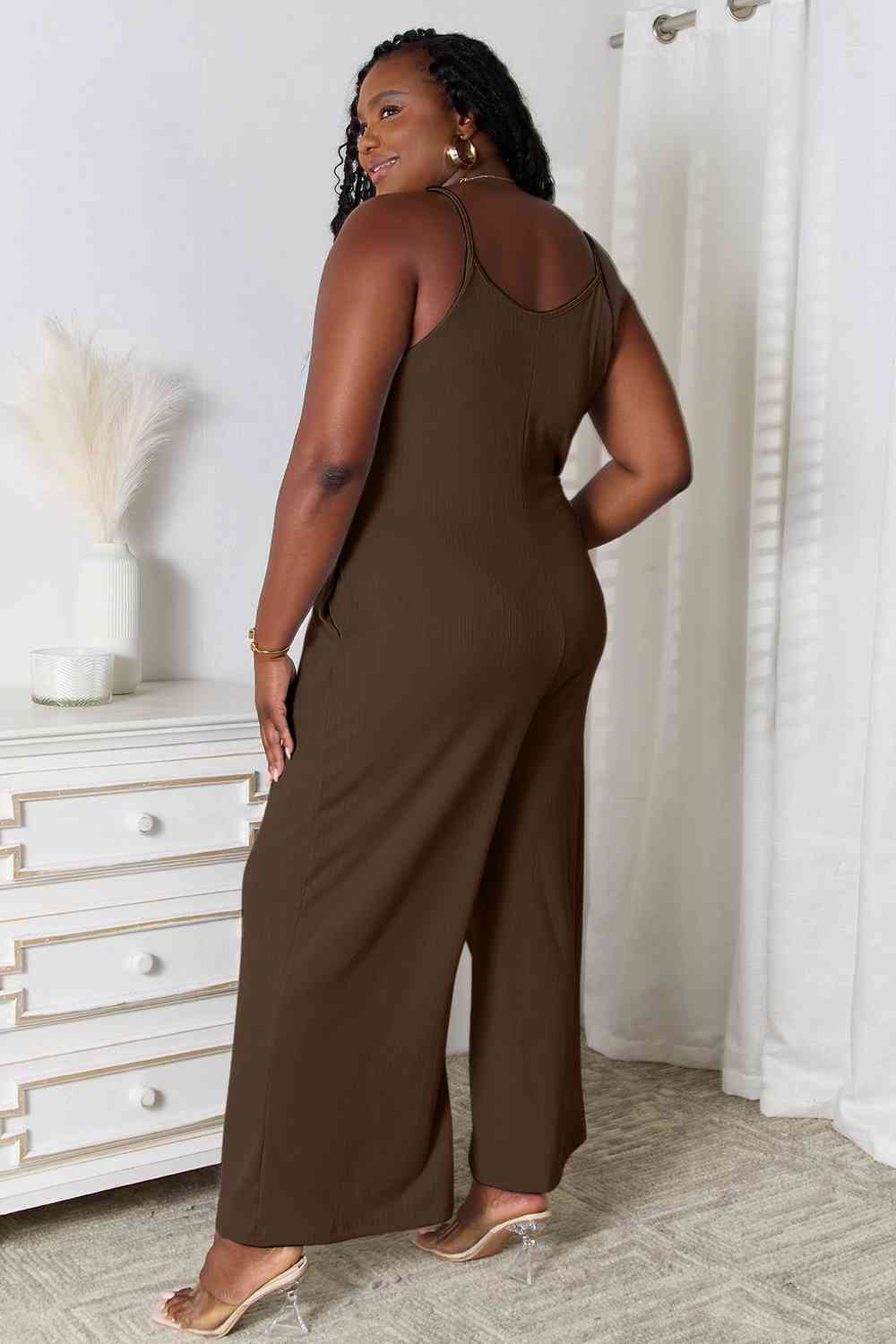 Basic Bae Full Size Spaghetti Strap V-Neck Jumpsuit - TRENDMELO