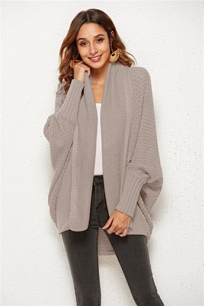 Open Front Batwing Sleeve Cardigan - TRENDMELO