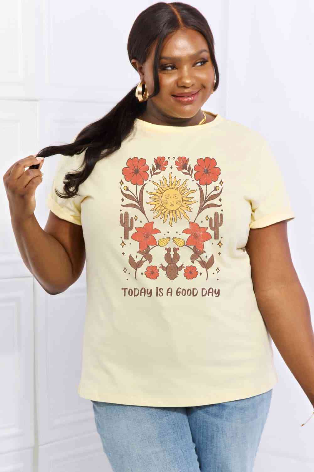 Simply Love Full Size TODAY IS A GOOD DAY Graphic Cotton Tee - TRENDMELO