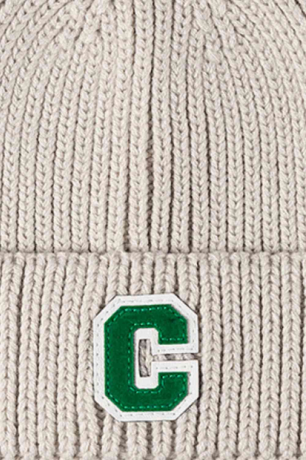 Letter C Patch Cuffed Beanie - TRENDMELO