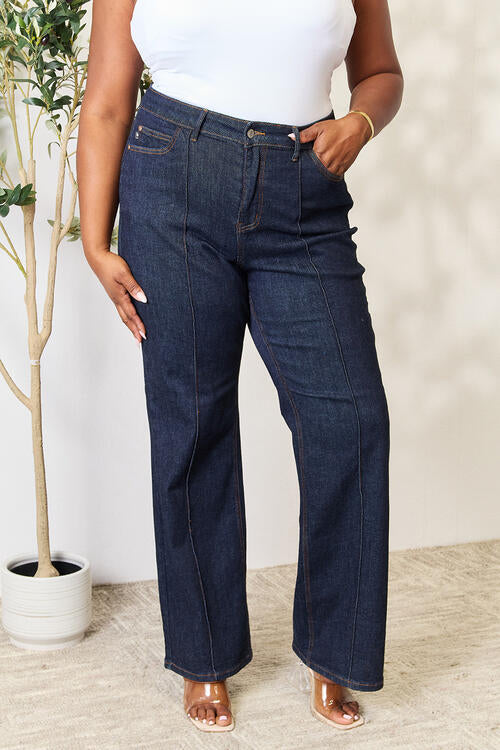 Judy Blue Full Size High Waist Wide Leg Jeans - TRENDMELO