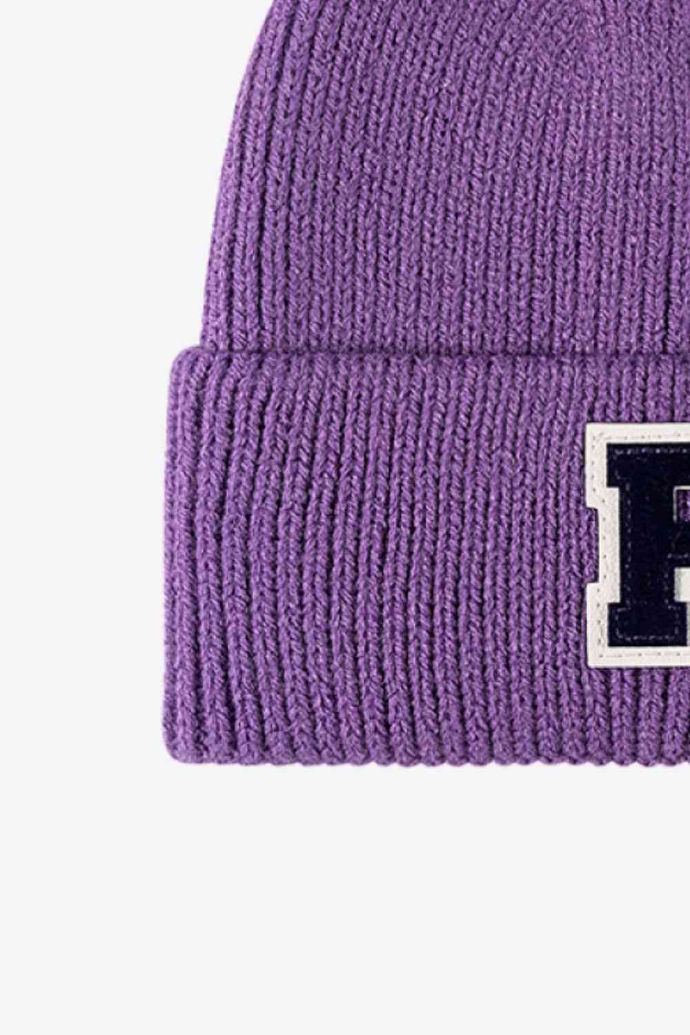 Letter Patch Cuffed Knit Beanie - TRENDMELO