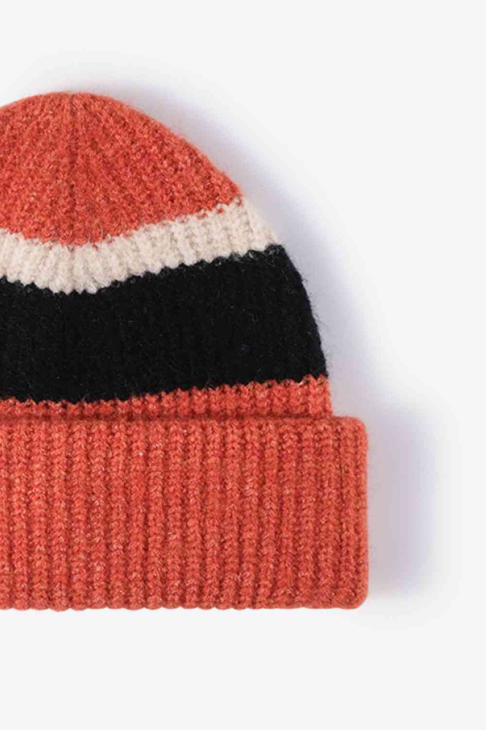 Tricolor Cuffed Knit Beanie - TRENDMELO