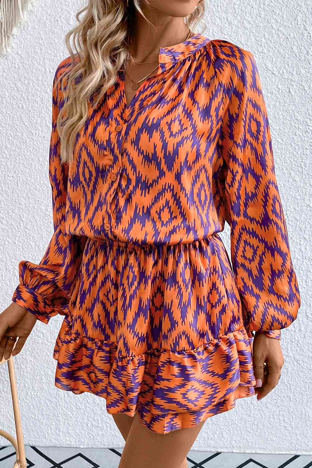 Geometric Notched Neck Romper - TRENDMELO