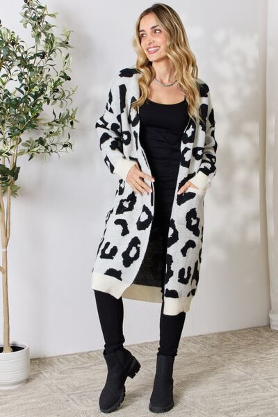 BiBi Leopard Open Front Cardigan - TRENDMELO