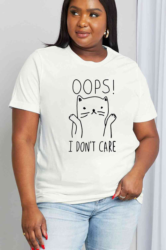 Simply Love Full Size OOPS I DON’T CARE Graphic Cotton Tee - TRENDMELO