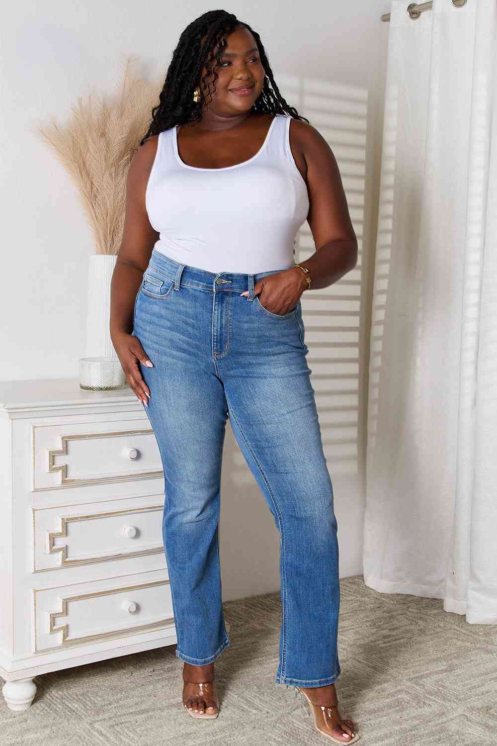 Judy Blue Full Size Bootcut Jeans with Pockets - TRENDMELO