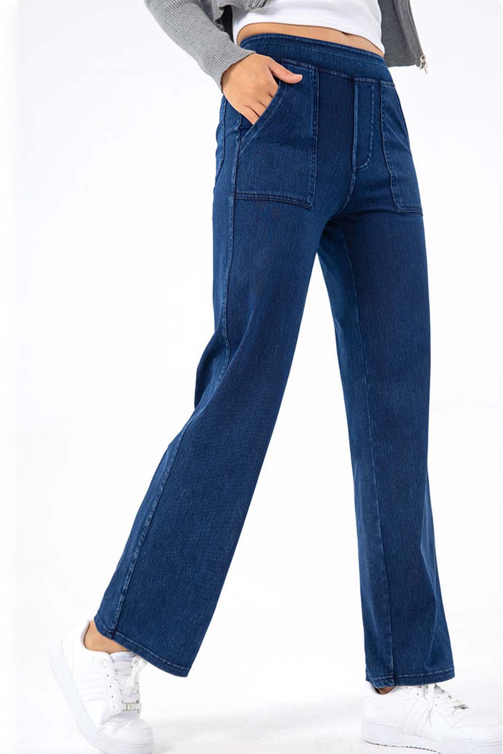 Pocketed Long Jeans - TRENDMELO