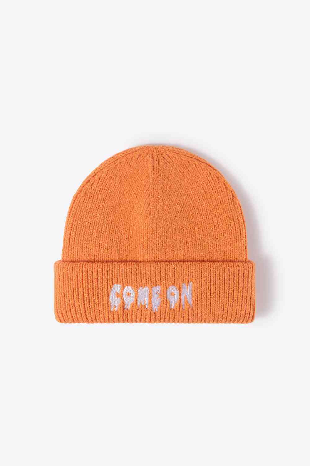 COME ON Embroidered Cuff Knit Beanie - TRENDMELO