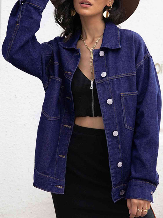 Buttoned Denim Jacket - TRENDMELO