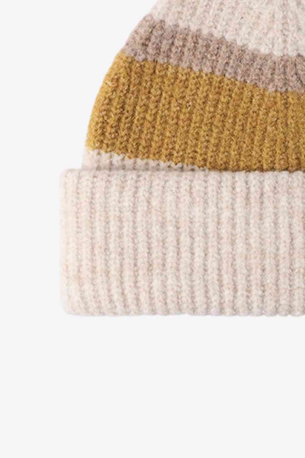 Tricolor Cuffed Knit Beanie - TRENDMELO