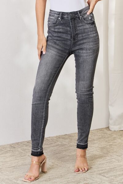 Judy Blue Full Size High Waist Tummy Control Release Hem Skinny Jeans - TRENDMELO