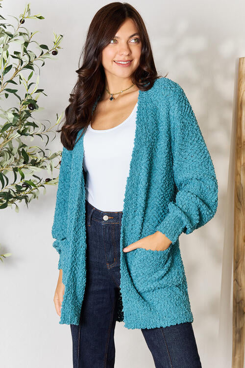 Zenana Falling For You Full Size Open Front Cardigan with Pockets - TRENDMELO