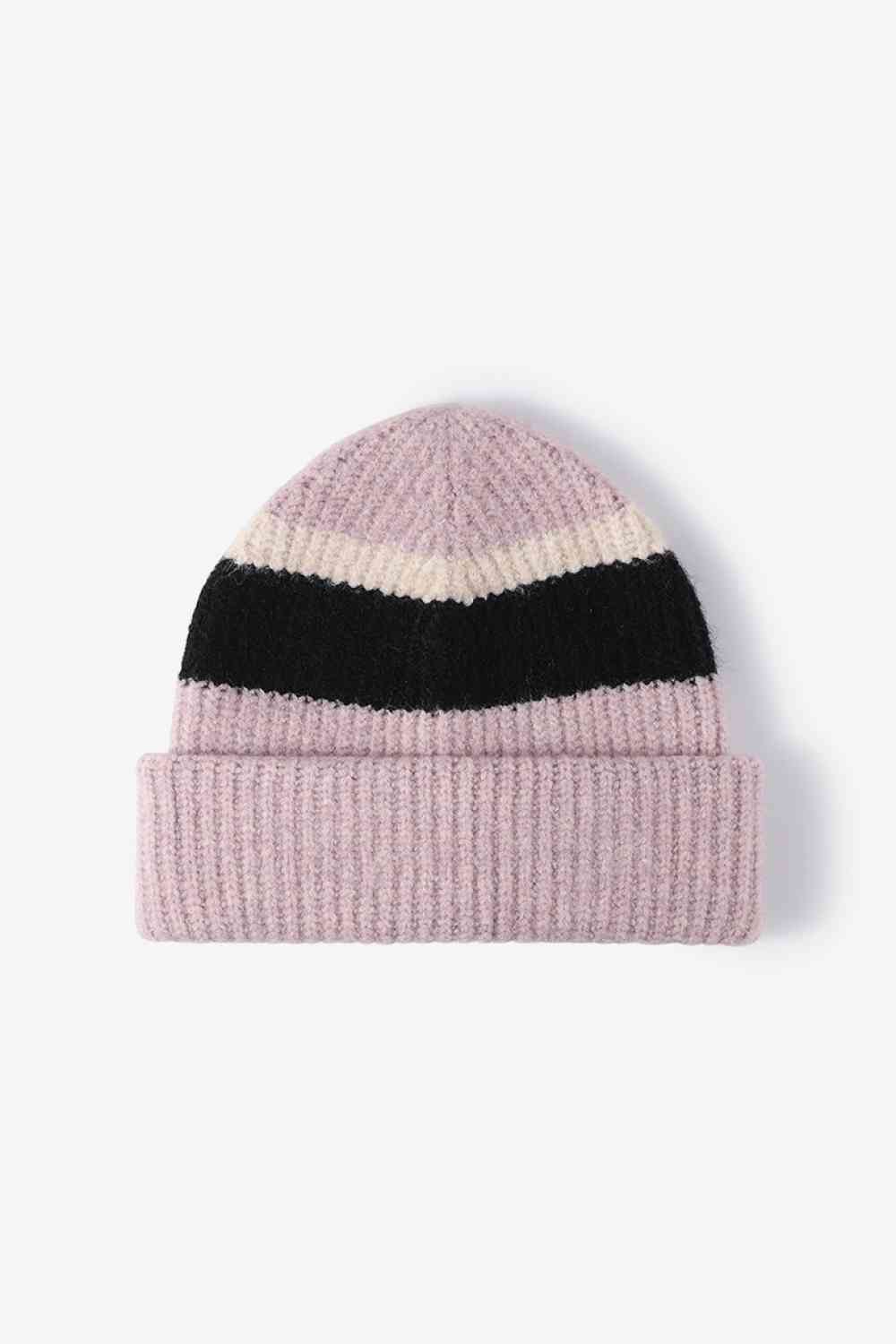 Tricolor Cuffed Knit Beanie - TRENDMELO