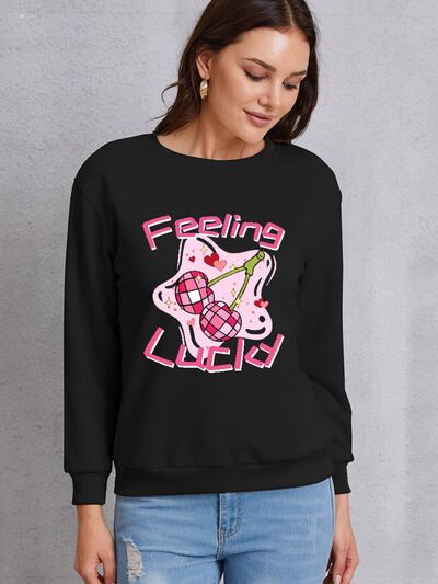 FEELING LUCKY Round Neck Sweatshirt - TRENDMELO