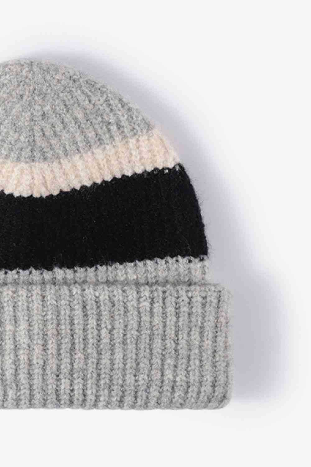 Tricolor Cuffed Knit Beanie - TRENDMELO