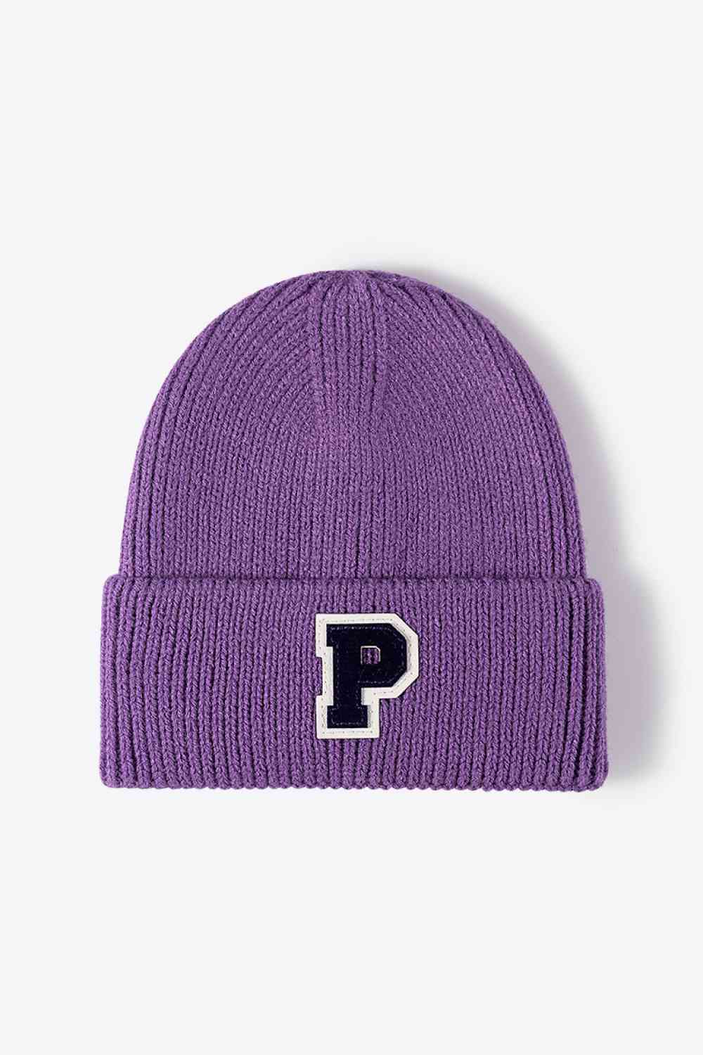 Letter Patch Cuffed Knit Beanie - TRENDMELO