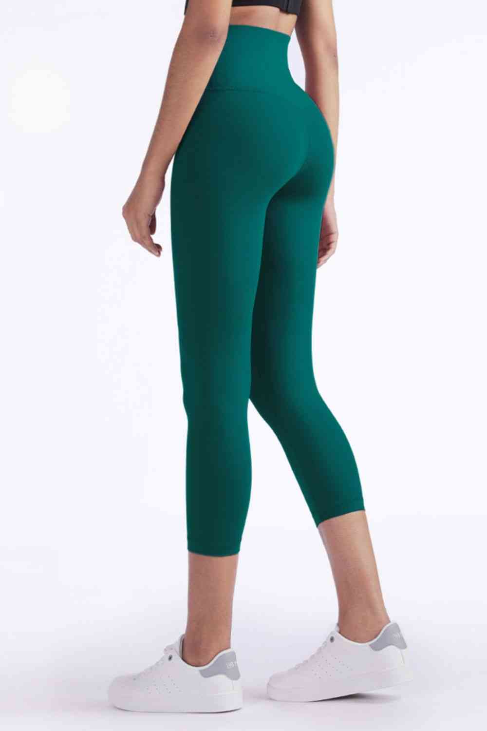 Feel Like Skin Elastic Waistband Cropped Yoga Leggings - TRENDMELO