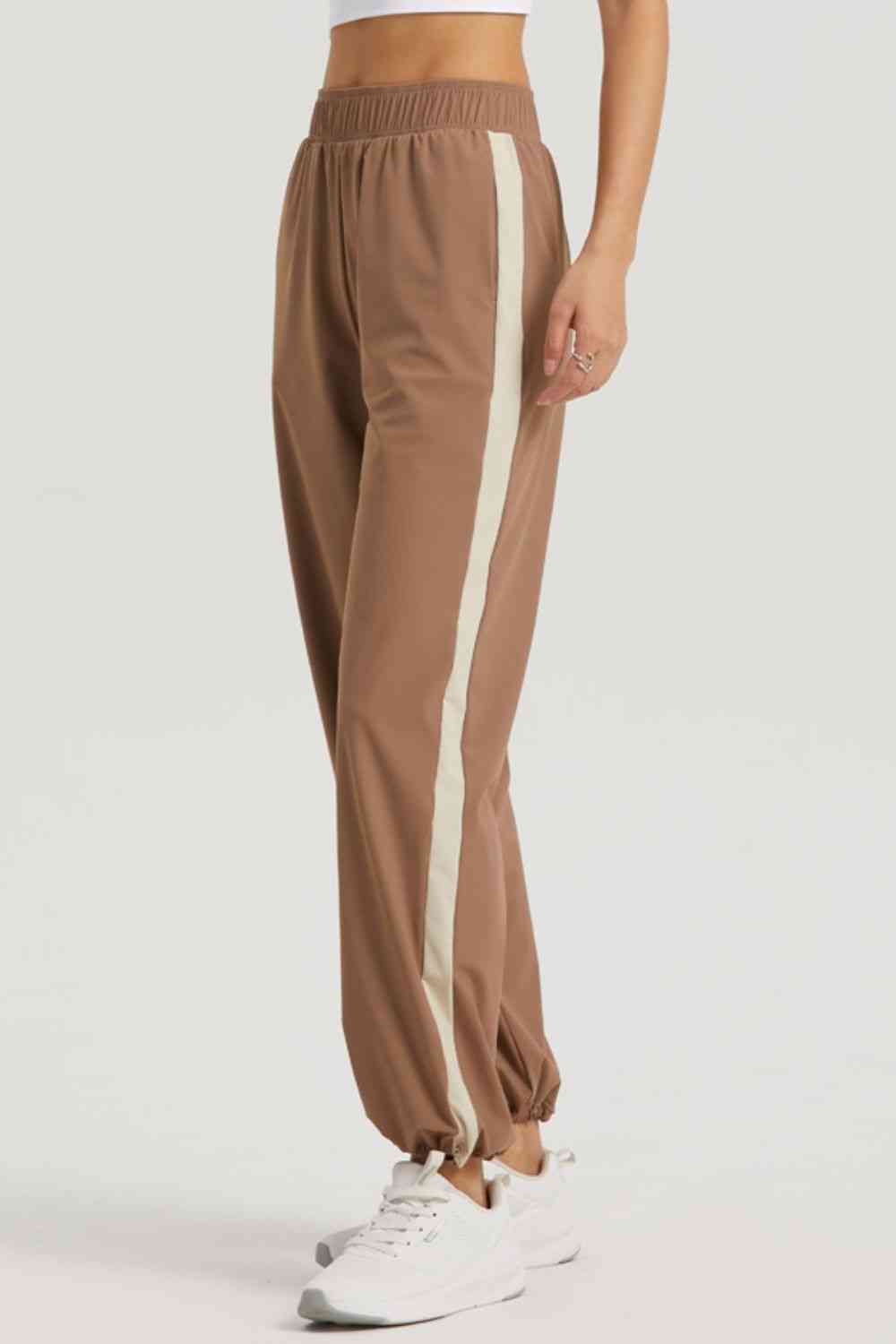 Side Stripe Elastic Waist Sports Pants - TRENDMELO